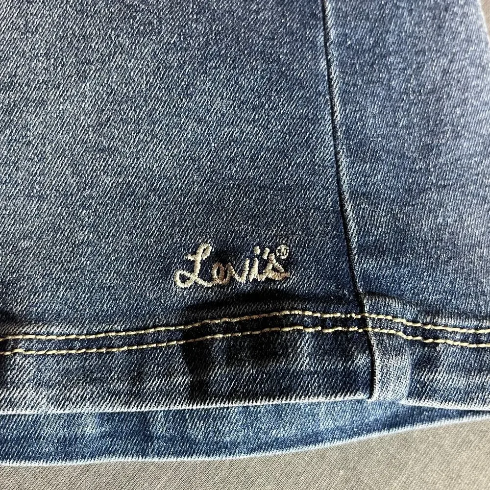 Levi's Skirtall Girls 12 Blue Denim Button Front Sleeveless V-Neck Casual School